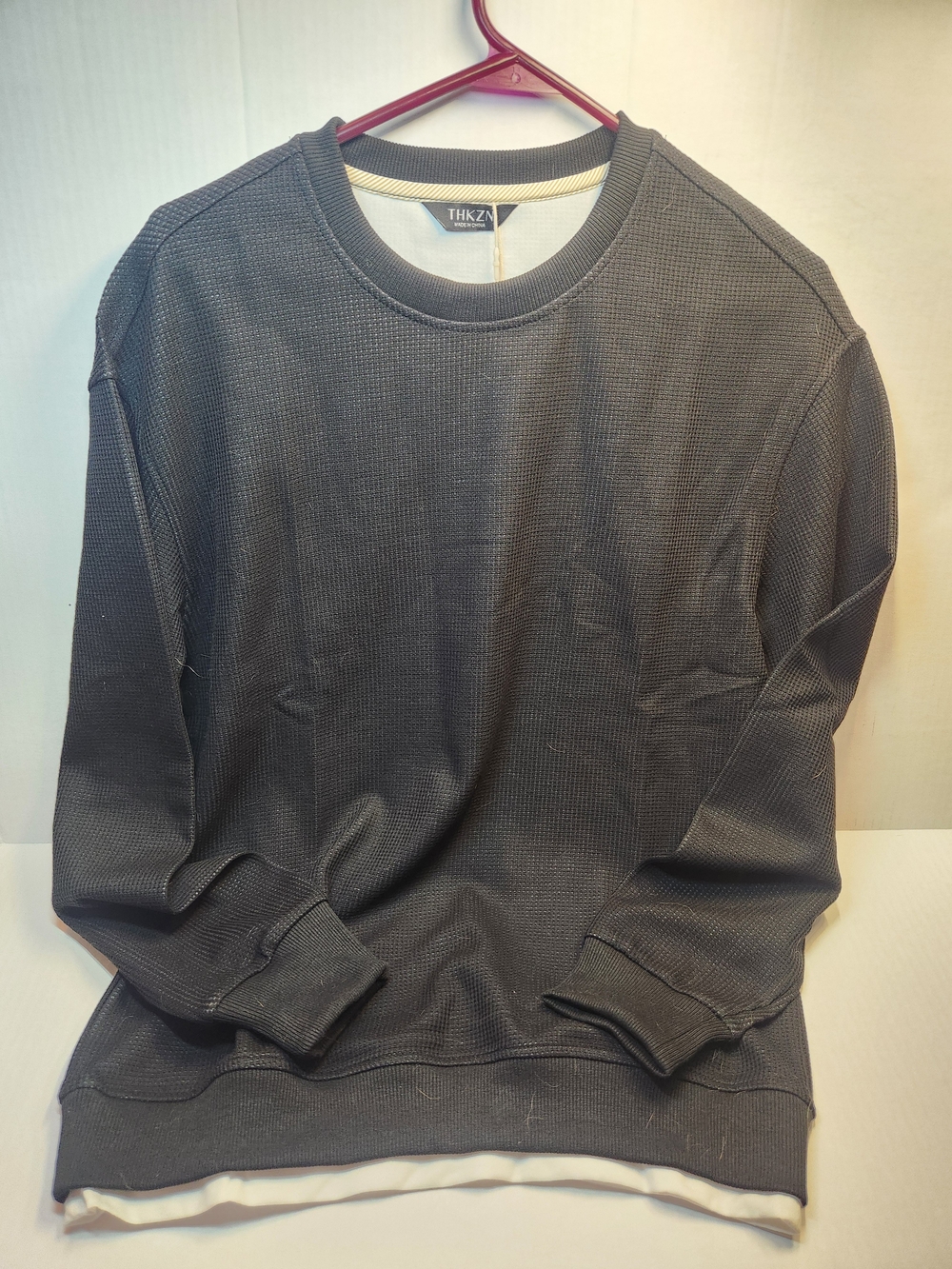 Men's Charcoal Waffle Crewneck Sweater